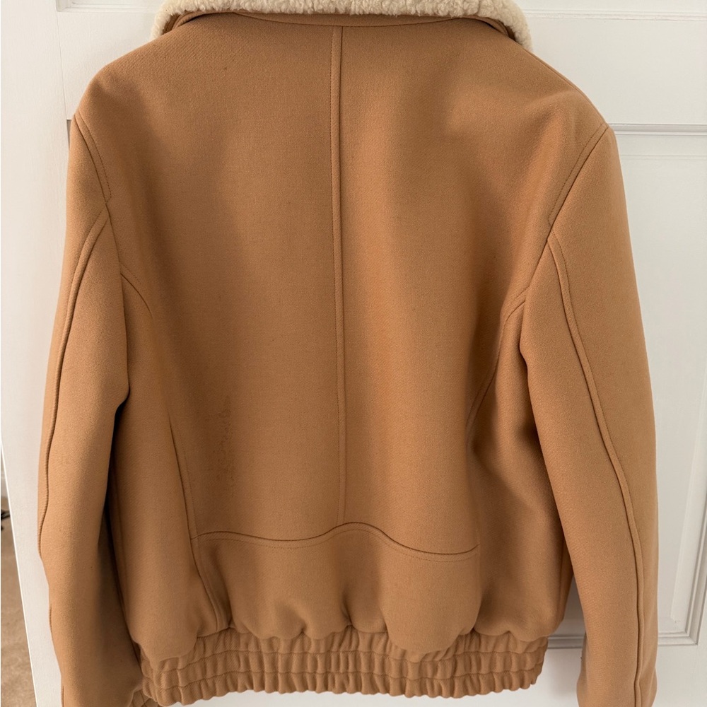 AMI Men’s Wool Bomber Jacket w/Shearling Collar - Camel - Size L - Picture 2 of 4